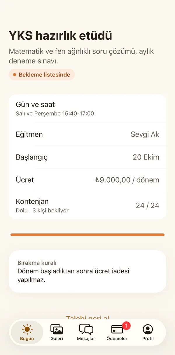 Petek Aile: Kurs ayrıntısı