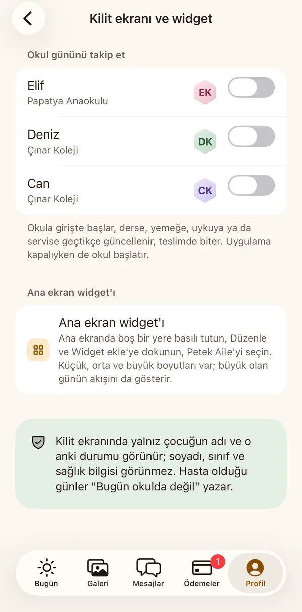 Petek Aile: Kilit ekranı ve widget ayarları