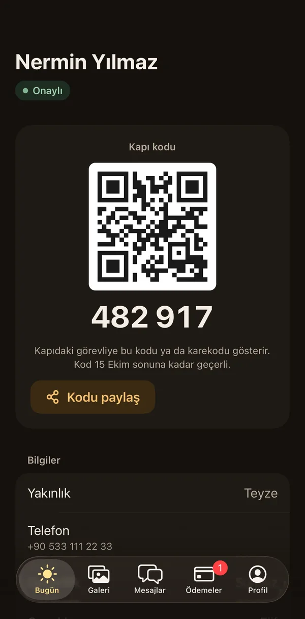 Petek Aile: Door code