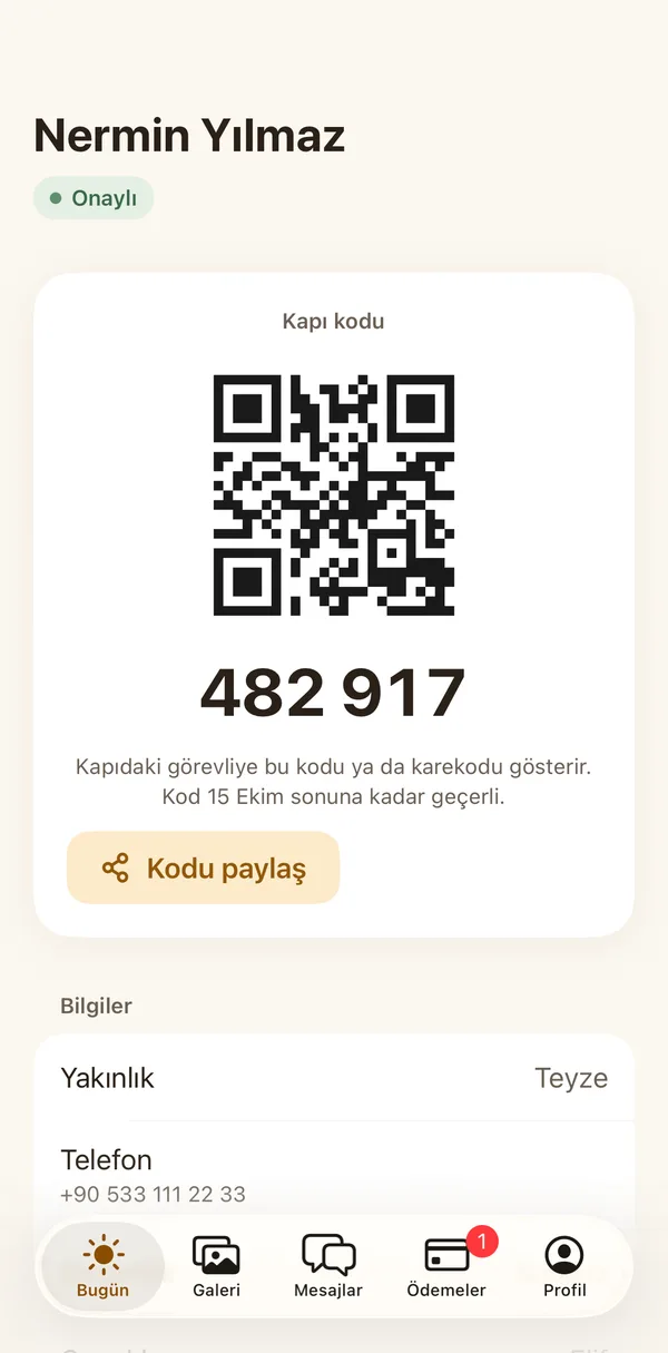 Petek Aile: Door code