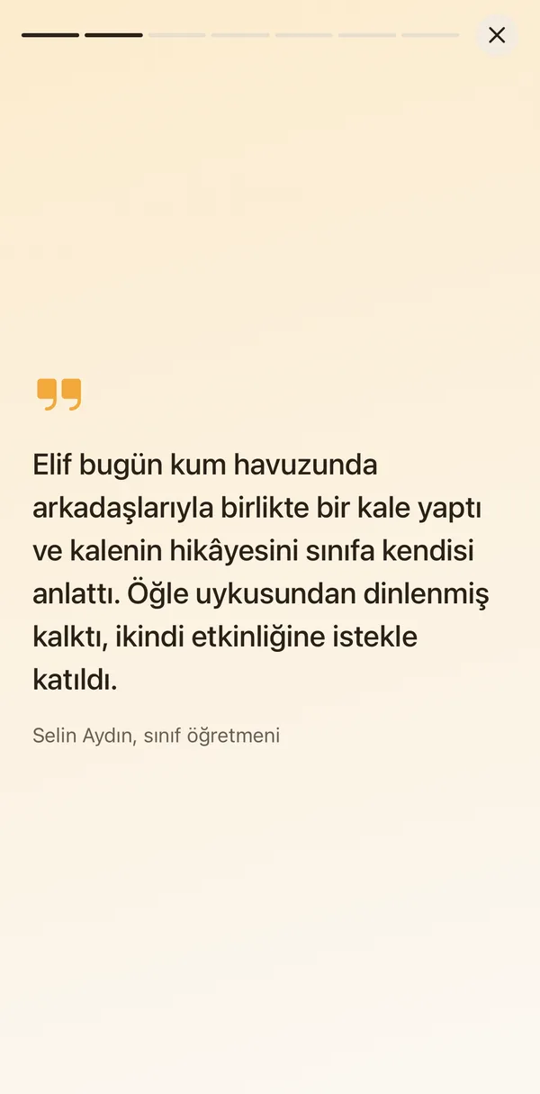 Petek Aile: The teacher's note