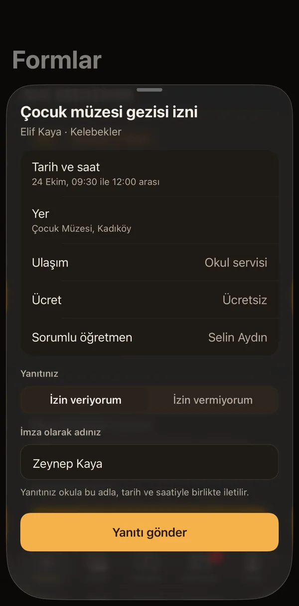 Petek Aile: Trip permission