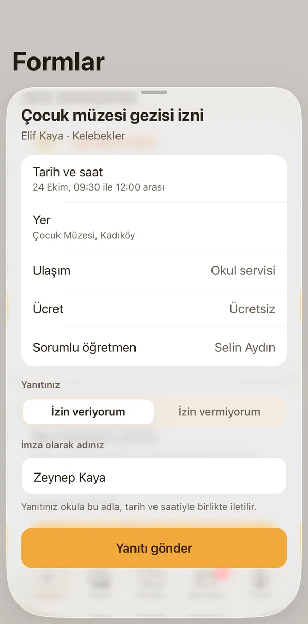 Petek Aile: Trip permission
