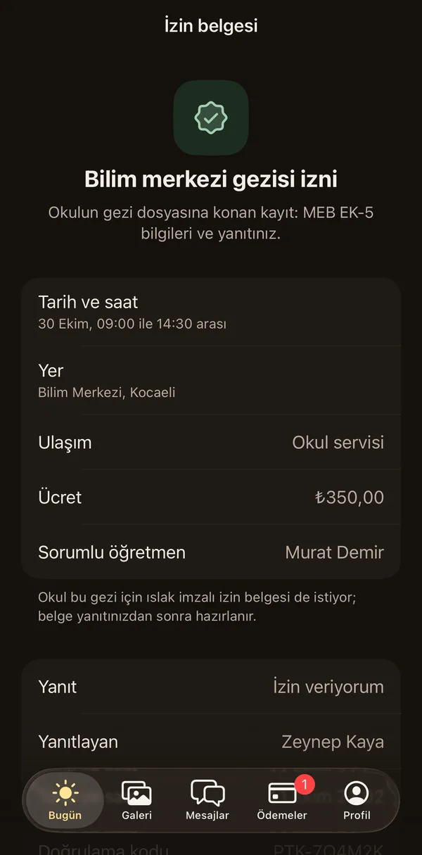 Petek Aile: İzin belgesi