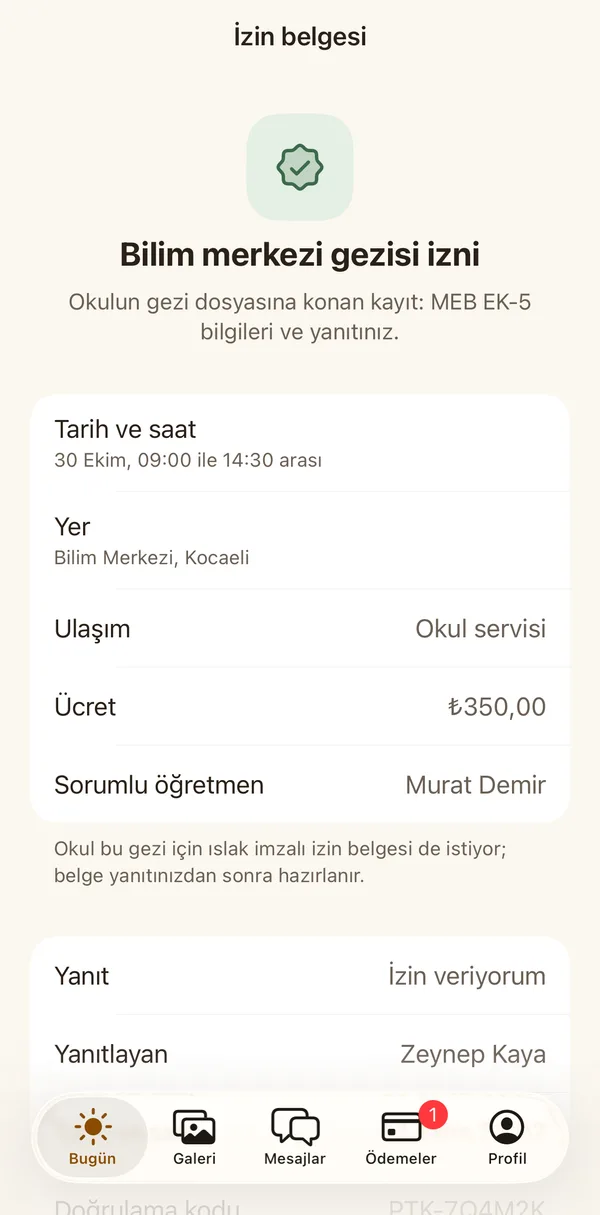 Petek Aile: İzin belgesi